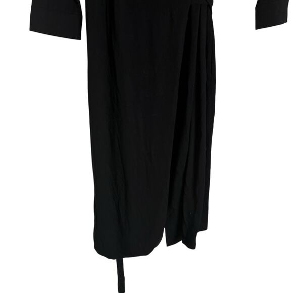 Diane von Furstenberg Julian Black 3/4 Sleeve V-Neck Tie Waist Wrap Dress Size 2 - Picture 6 of 9